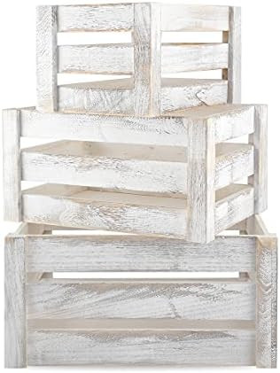Besmall Set of 3 Nesting Wooden Crates, Decorative Vintage Wooden Storage Crates, Wood Boxes Rust... | Amazon (US)