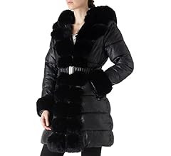 Bellivera Women's Faux Leather Fleece Lined Coat Winter Hooded Zip-up Parka with Belt | Amazon (US)