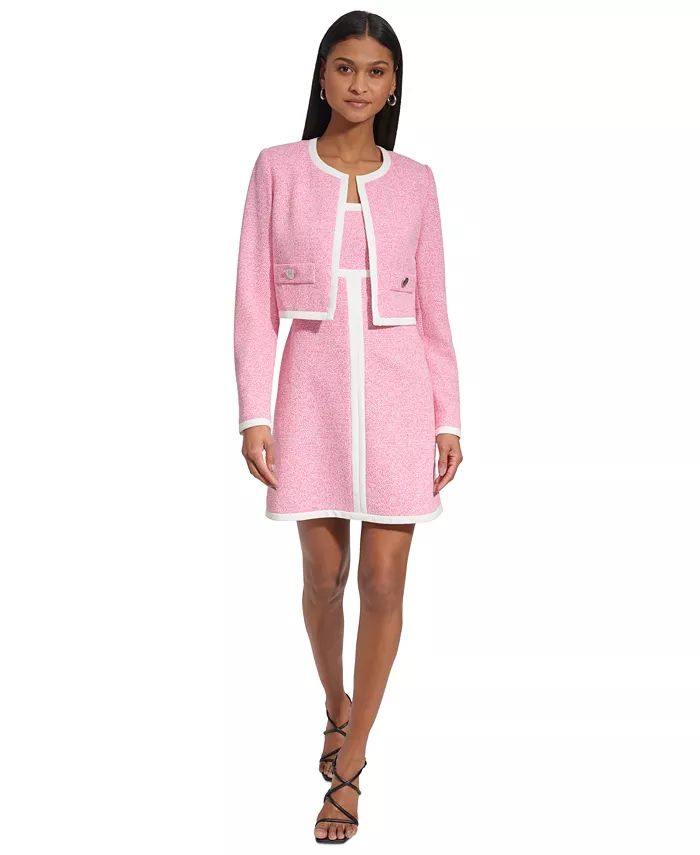 KARL LAGERFELD PARIS Women's Slub-Knit Jacquard Jacket - Macy's | Macy's