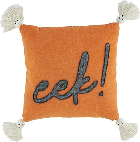 Mud Pie Halloween Ghost Tassel Pillow, 18" x 18", Eek 3 Count | Amazon (US)