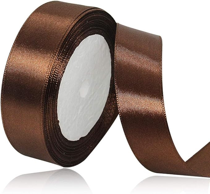 Solid Color Coffee Satin Ribbon, 3/4 Inches x 25 Yards Fabric Satin Ribbon for Gift Wrapping, Cra... | Amazon (US)
