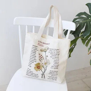 Ms Bean - Flower-Themed Printed Canvas Tote Bag | YesStyle | YesStyle Global