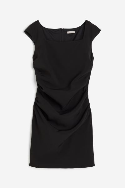 Square-neck Twill Dress - Black - Ladies | H&M US | H&M (US + CA)