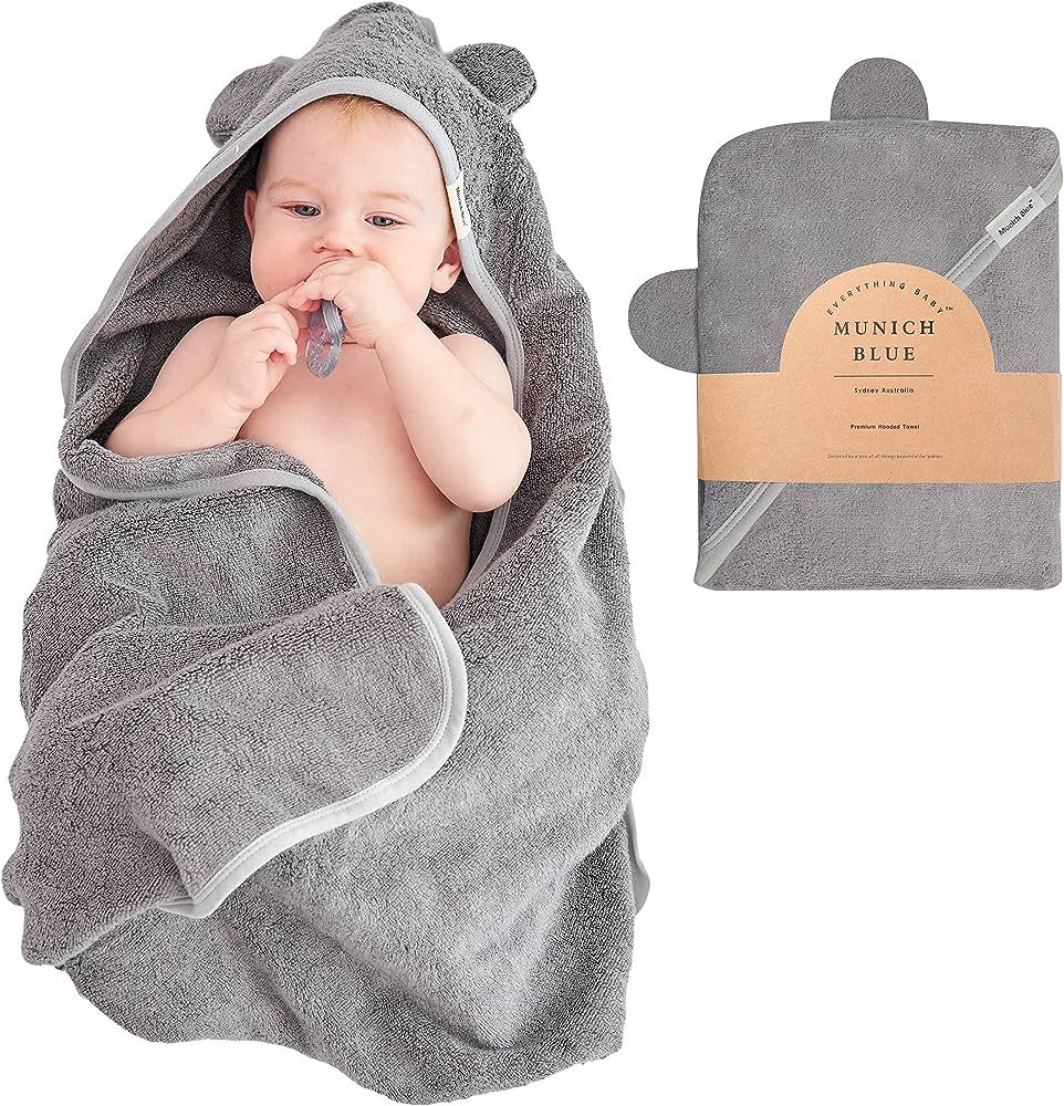 Munich Blue Baby Towel for Boys and Girls - Cozy Baby Bath Towel for Newborn, Infant and Toddler ... | Amazon (US)