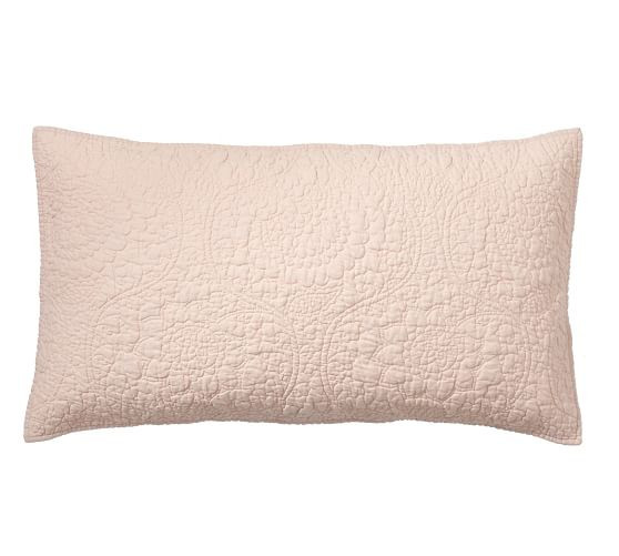 Belgian Flax Linen Floral Stitch Quilted Sham | Pottery Barn (US)
