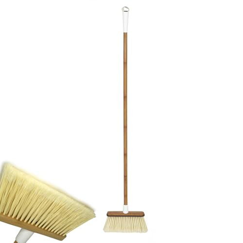 Full Circle Clean Sweep - Bamboo Broom - Angled for Precision in Tight Spaces, with Stiff Flagged Bristles for Indoor & Outdoor Cleaning - Ideal for Pet Hair, Kitchen, Hardwood, and Garage, White | Amazon (US)
