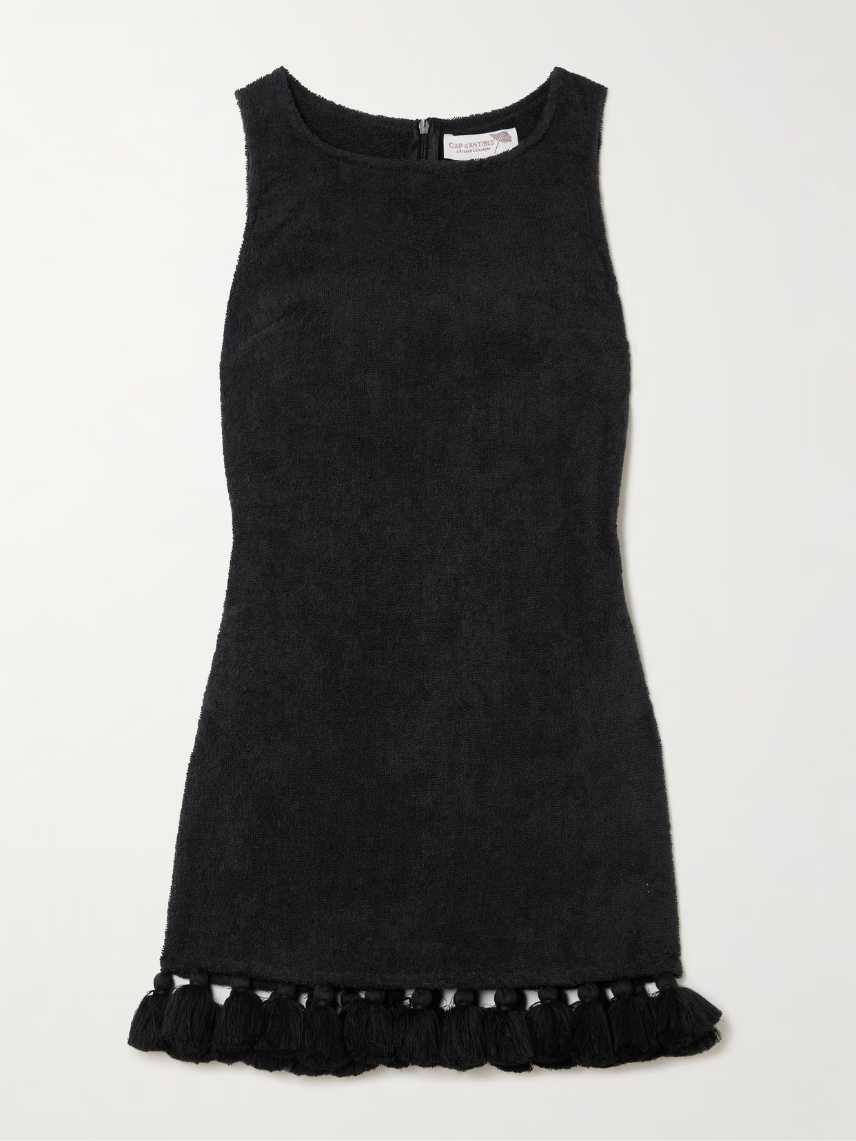 Cap d'Antibes - Tasseled Cotton-terry Mini Dress - Black | NET-A-PORTER (US)