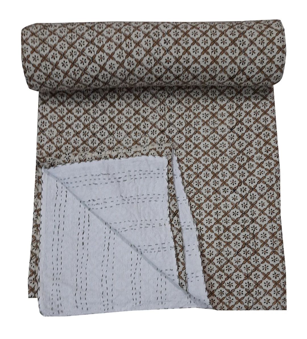 Hand Block Print Kantha Quilt, Cotton Kantha Bed Cover, Indian Kantha Quilt, Queen Kantha Bedspre... | Etsy (US)
