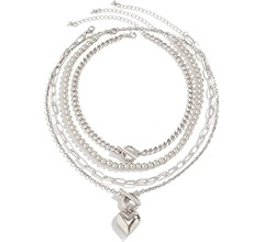 KunJoe 4pcs Layered Gold Necklaces Stack for Women,Chunky Gold Necklace Herringbone Paperclip Cha... | Amazon (US)