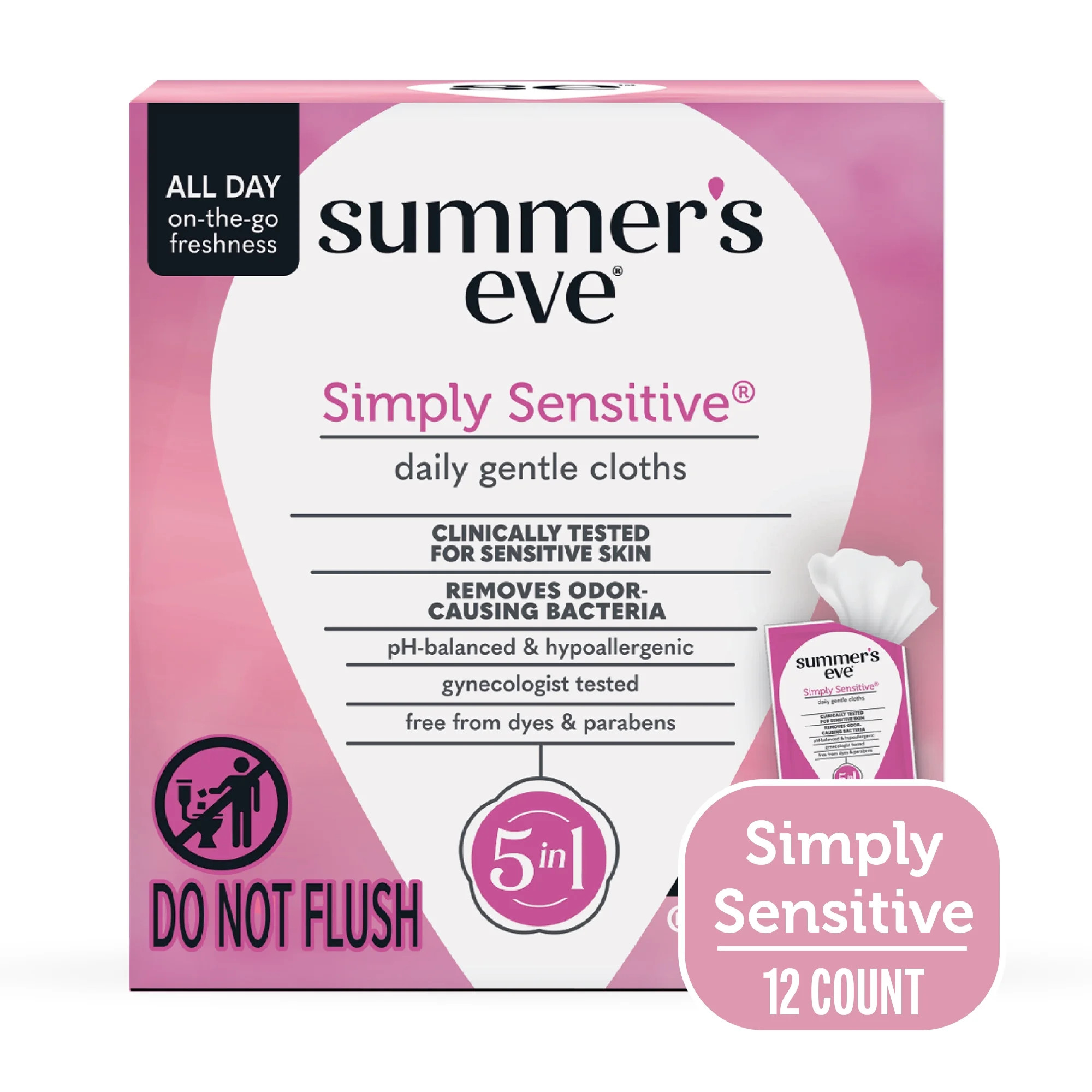 Summer’s Eve Simply Sensitive Gentle Daily Feminine Wipes, 12 Count | Walmart (US)