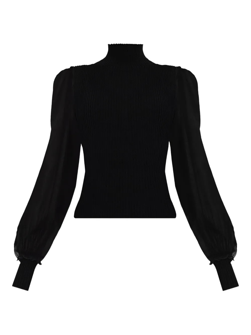FRAME sheer-sleeve blouse - Black | Farfetch Global