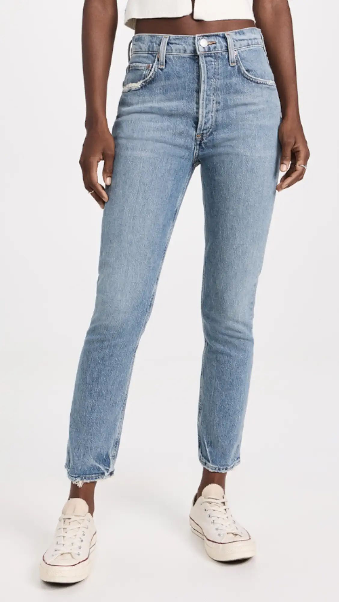 AGOLDE Riley Long High Rise Straight Jeans | Shopbop | Shopbop