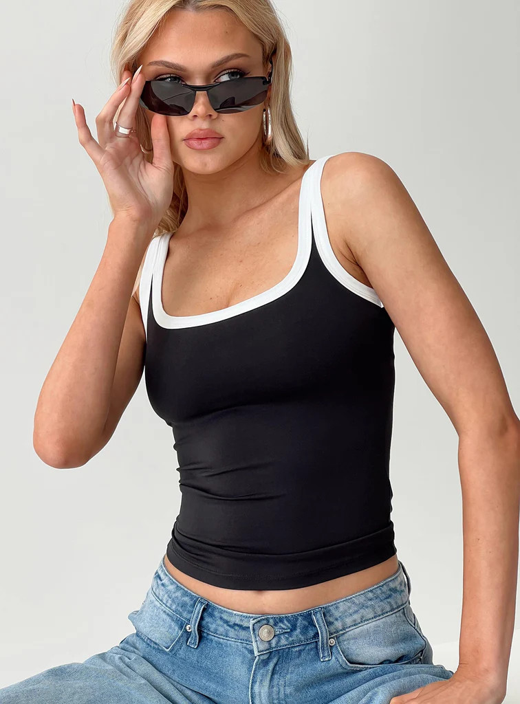 Caputo Contrast Tank Black | Princess Polly US