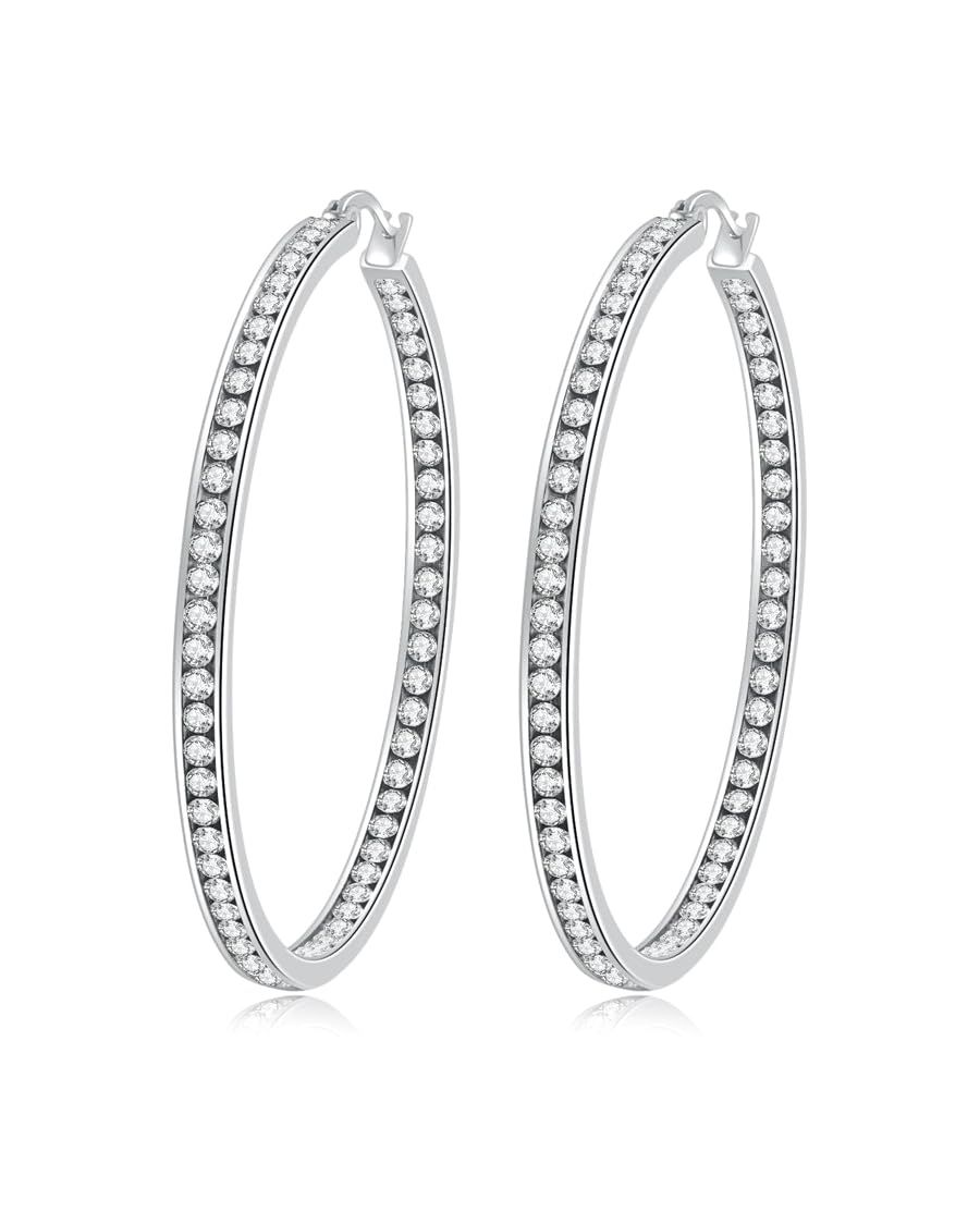 CiNily Mult-colors Crystal Stainless Steel Hoop Earring for Women Hypoallergenic Jewelry for Sens... | Amazon (US)