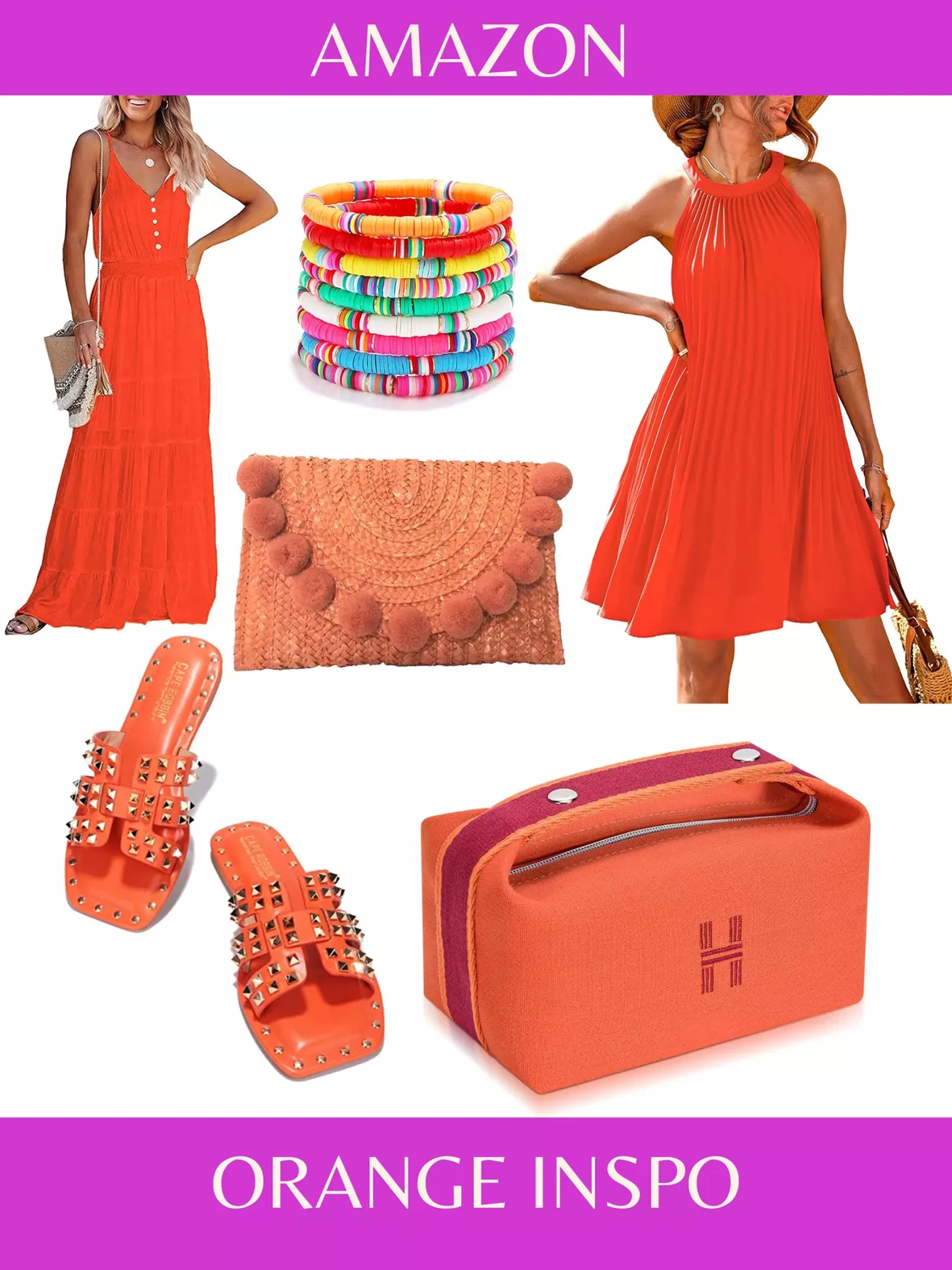  Sluxa Fashion Makeup Bag for Women, Orange Red Canvas