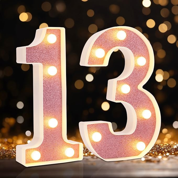Led Light Up Numbers, 13th Birthday Decorations, Marquee Numbers Lights, Battery Powered Light Up... | Amazon (US)