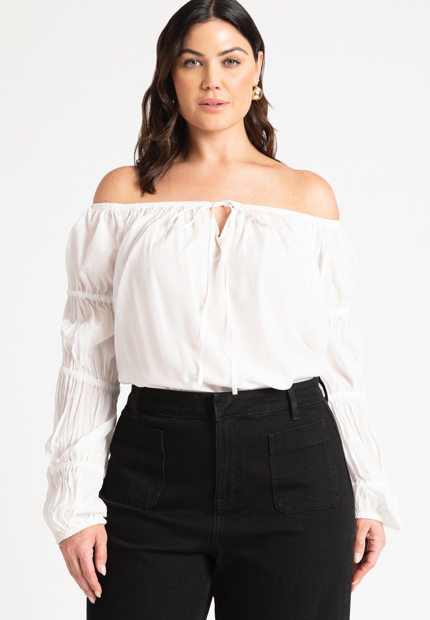 Off The Shoulder Detail Blouse | Eloquii