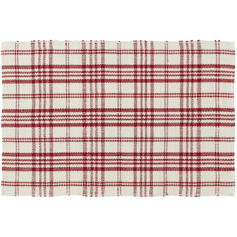 Holiday Time 24" x 36" Red Plaid Outdoor Layering Rug | Walmart (US)
