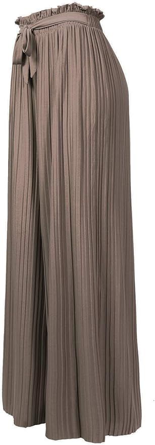 Design by Olivia Women's Ribbon Tie Chiffon Loose Pleated Wide Leg Palazzo Pants | Amazon (US)