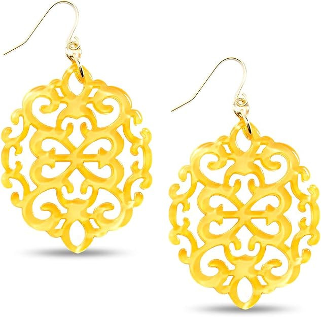 ZENZII Acrylic Resin Earrings for Women Girls Statement Geometric Modern Pattern Acetate Drop and... | Amazon (US)