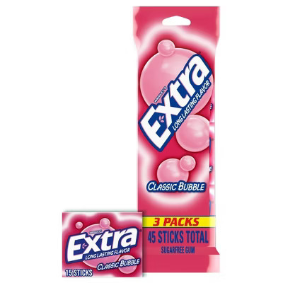 Extra Sugar-Free Classic Bubble Gum Multipack - 15ct/3pk | Target