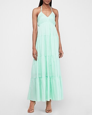 Tiered Halter Maxi Dress | Express