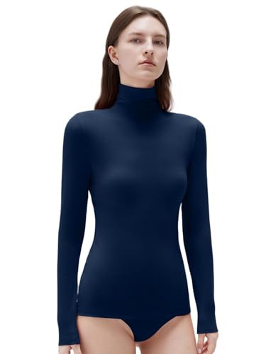 SUUKSESS Women Cashmere Turtleneck Long Sleeve Shirt Fitted Fall Basic Thermal Tops(Navy Blue, M) | Amazon (US)