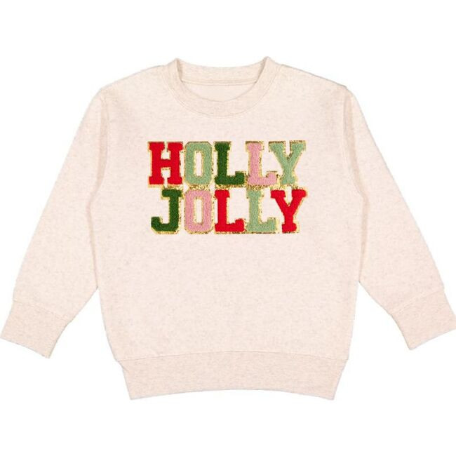 Sweet Wink | Holly Jolly Patch Christmas Sweatshirt, (Natural, Size 4Y) | Maisonette | Maisonette