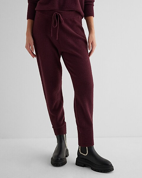 High Waisted Plush Knit Sweater Joggers | Express
