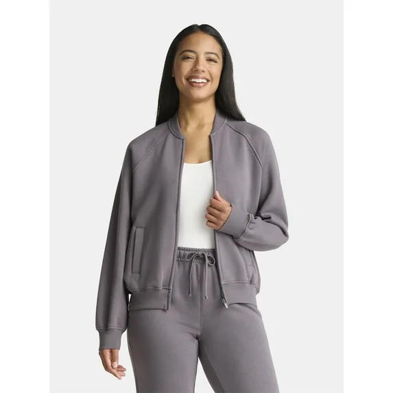 Athletic Works Women's Zip Front Fleece Bomber Jacket, Sizes XS-XXXL - Walmart.com | Walmart (US)