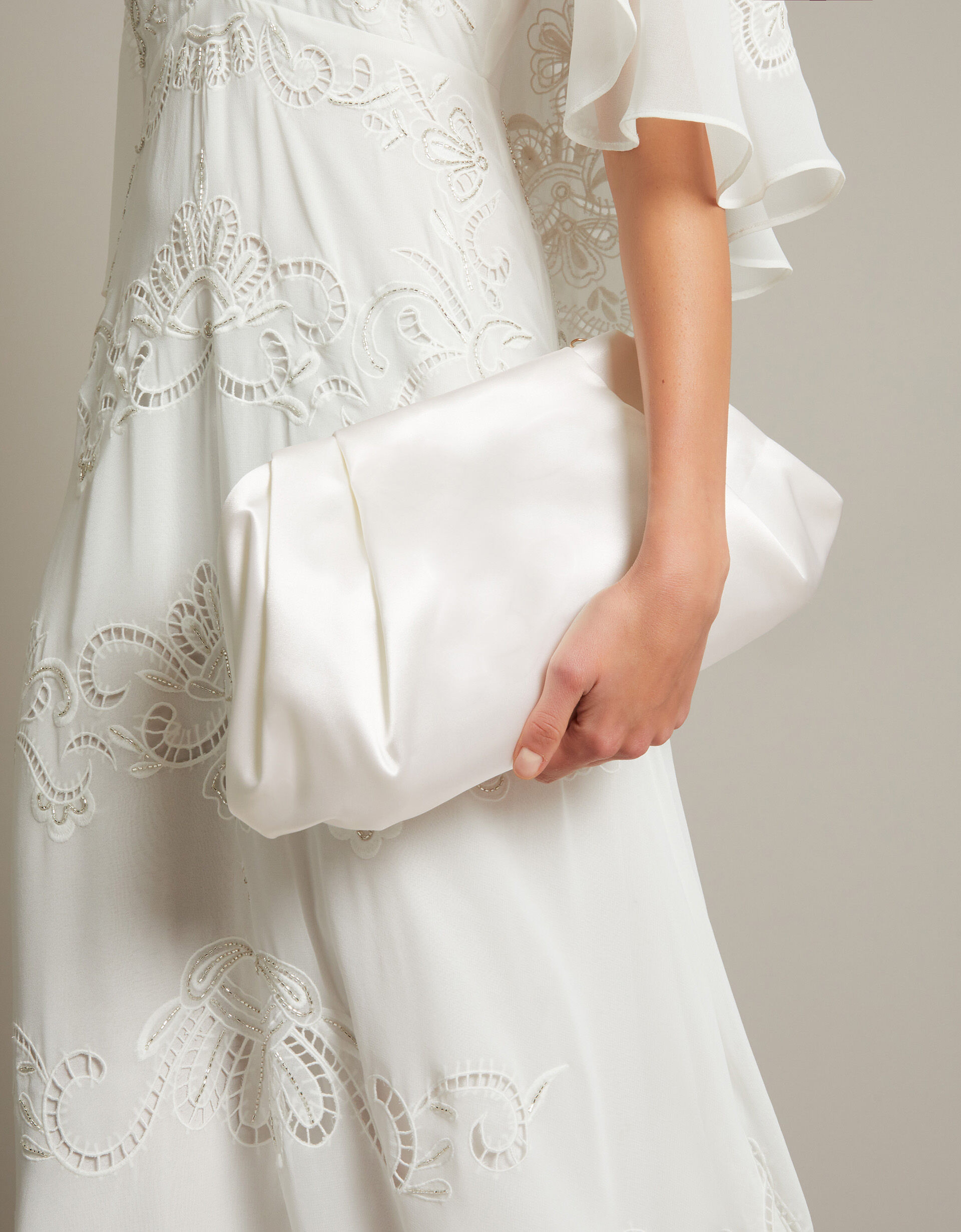 Oona Pleat Satin Clutch Bag | Monsoon (UK)