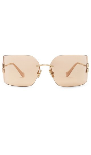 Miu Miu Rectangle Sunglasses in Beige. | Revolve Clothing (Global)