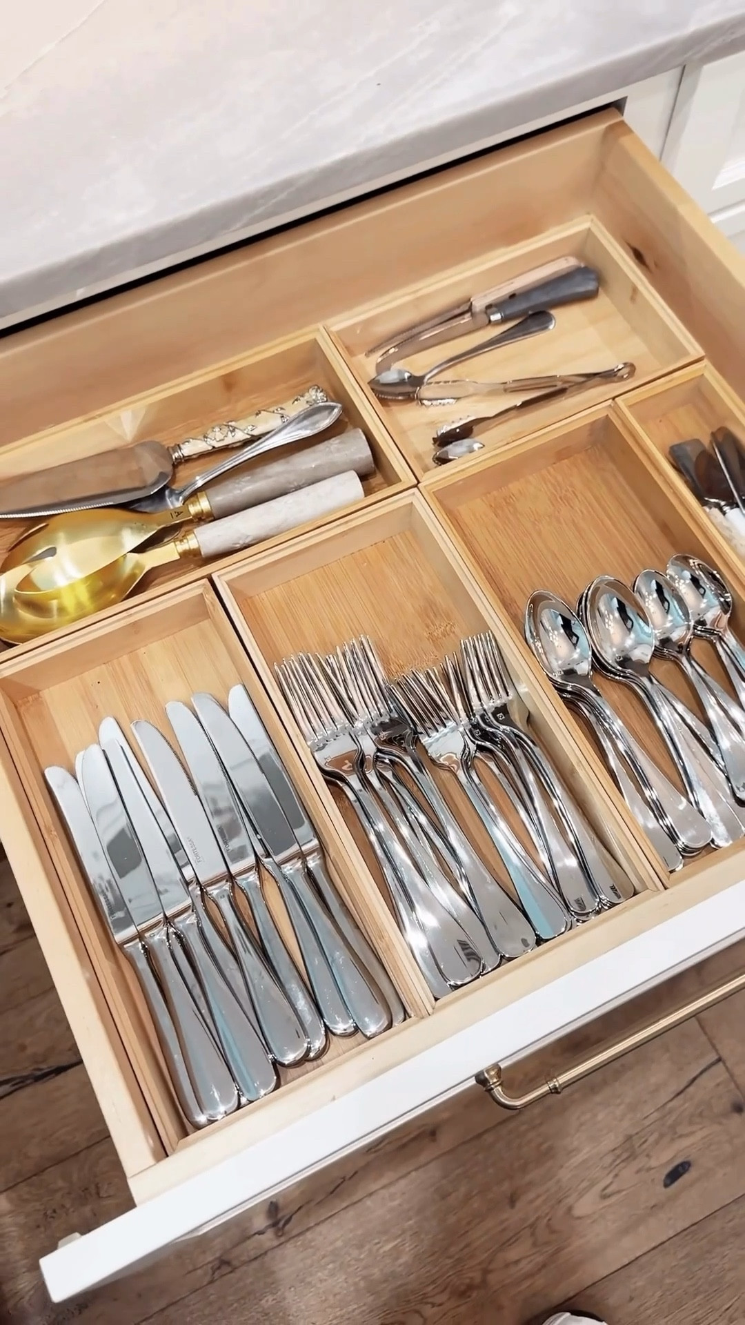 When you hire a professional organizer you are getting a fresh set of eyes to look at your space. In today's before and after we tackled the silverware drawer. 😊🍴

This client's silverware drawer was not deep enough or wide enough for a large family. I easily fixed this by moving the silverware to a wider deeper drawer and adding bamboo drawer organizers. This was a simple inexpensive solution that shows small changes can make a big difference🍽️

When the holiday hustle and bustle is over pick a drawer in your home and purge and organize it! You might be surprised how you feel afterwards and it will motivate to tackle another area in your home. 🤍

#organizingtips #kitchenorganization #declutteryourlife #homeorganization #drawerorganization 

#LTKHome #LTKFindsUnder50 #LTKmomlife