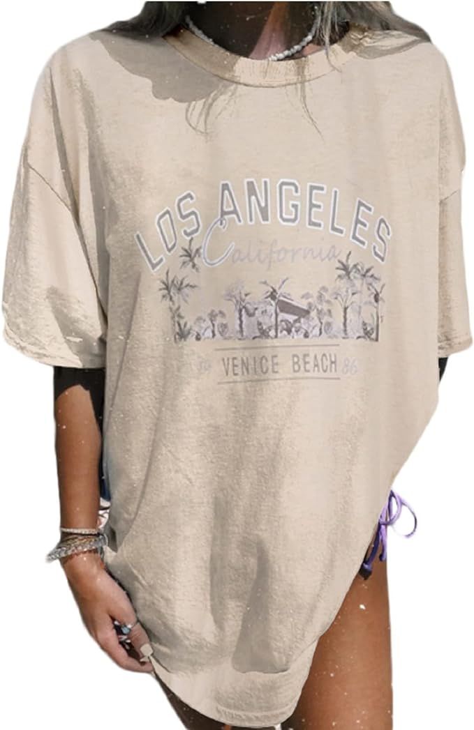 Fenxxxl Women’s Graphic Loose Vintage Tee Teen Girls Casual Summer Short Sleeve Loose Tshirt To... | Amazon (US)