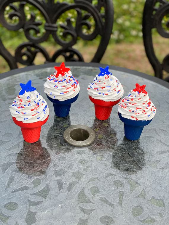 Patriotic Ice Cream Cones 4th of July Decor Faux Soft Serve | Etsy | Etsy (US)
