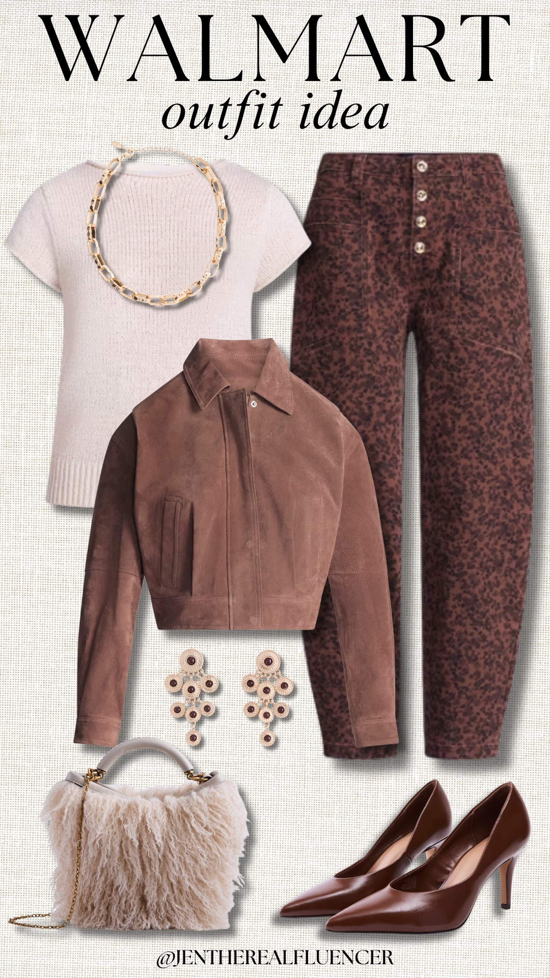 Walmart Fall Outfit🍂

SCENARIO Fruit Khaki Pullover Rollneck Sweater, SCOOP Small Rose Hot Chocolate High Rise Tapered Leg Pants, SCOOP Brown Field Cropped Suede Jacket, SCENARIO Gold Tone Circle Drop Earrings, SCOOP Chain Top Handle Mini Faux Fur Bag, FREE ASSEMBLY Cognac Faux Leather Pointed Toe Pumps,  

 #LTKootd #LTKSeasonal #LTKWorkwear