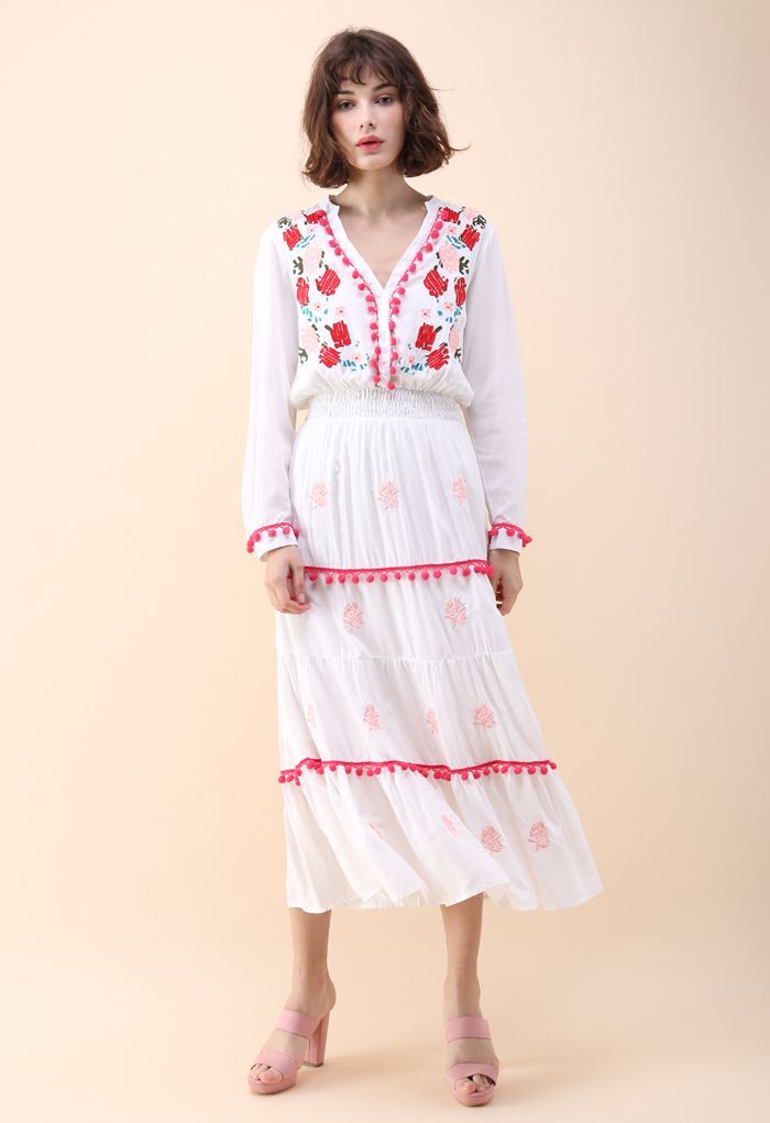 Stay Romance Embroidered Maxi Dress | Chicwish