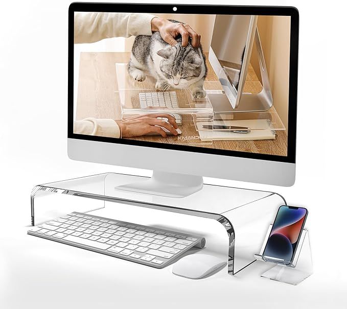 KMANDLU Premium Acrylic Monitor Stand, Computer Riser, Acrylic Laptop Stand, Wide 20", Computer S... | Amazon (US)