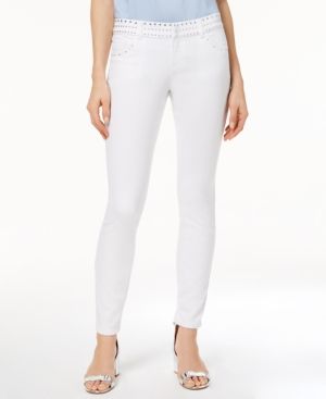 Inc International Concepts Curvy-Fit Studded White Skinny Jeans, Created for Macy's | Macys (US)