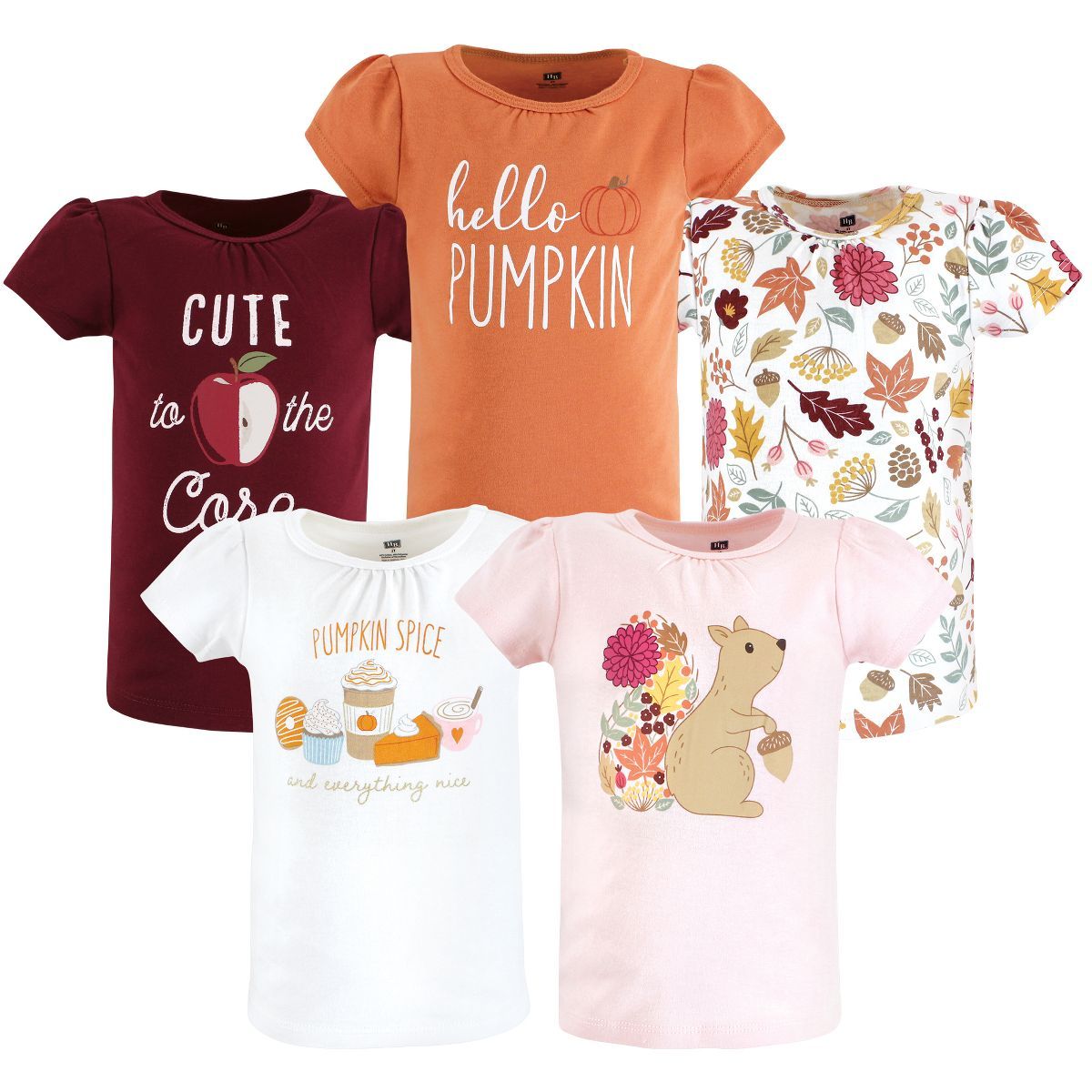 Hudson Baby Infant and Toddler Girl Short Sleeve T-Shirts, Fall Pumpkin Spice | Target