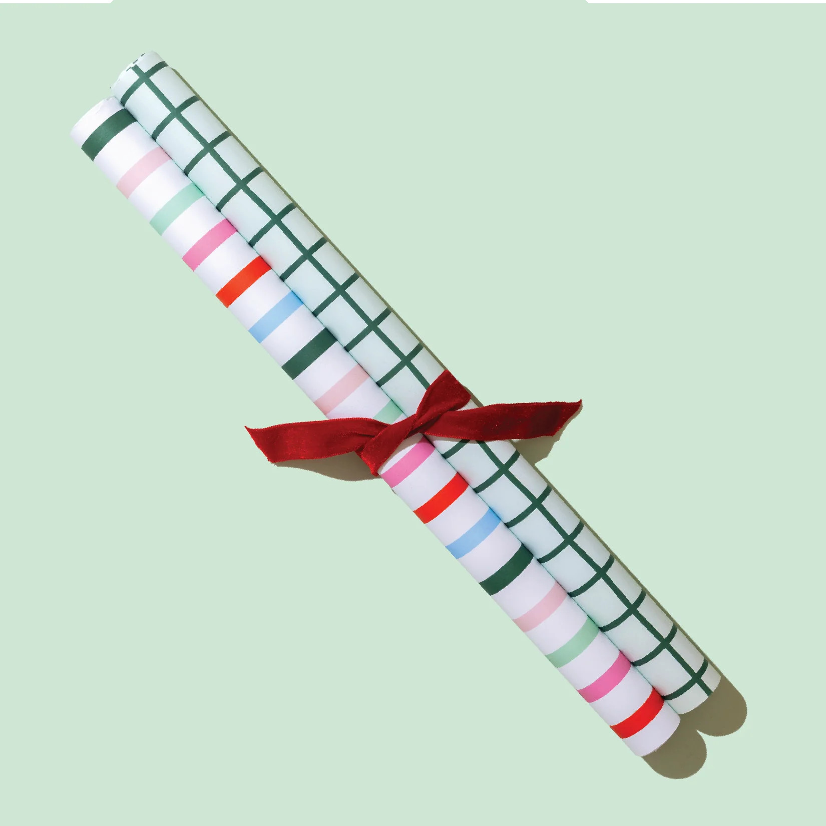Mint Grid & Thin Stripe Gift Wrap Sheets Set | Joy Creative Shop