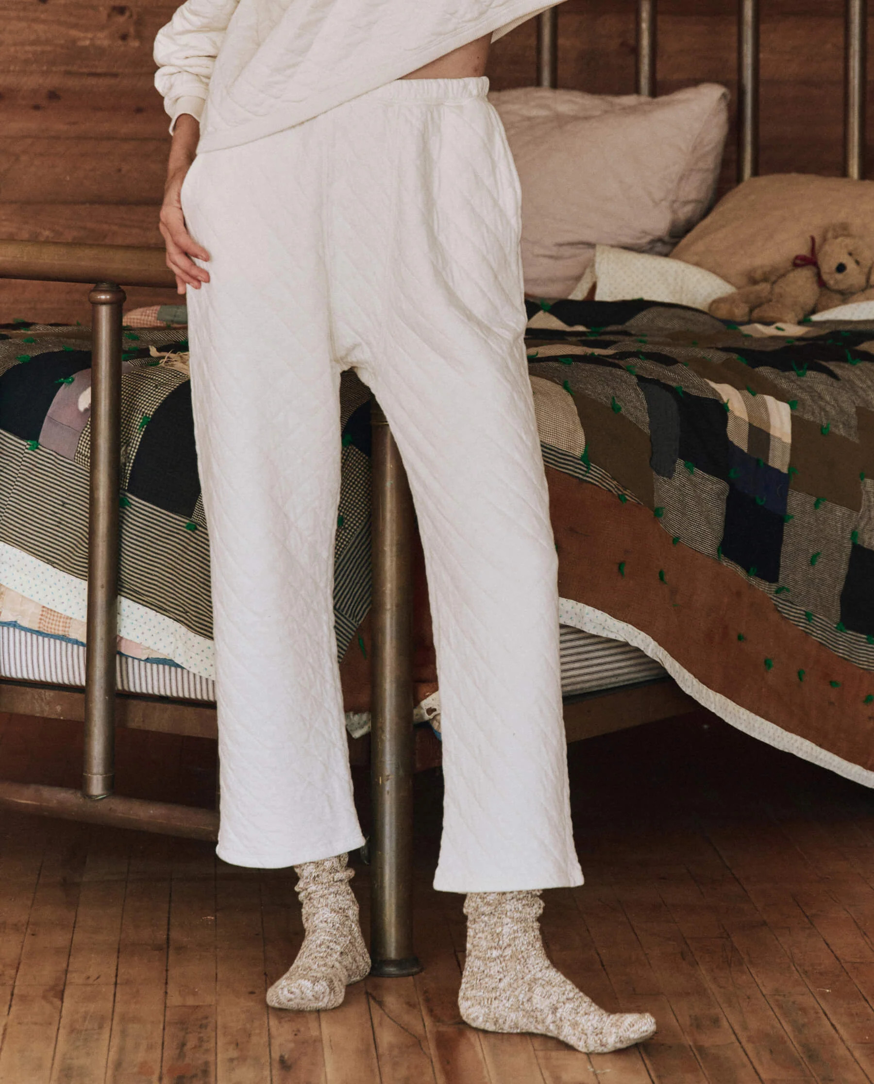 The Quilted Pajama Pant. -- Washed White | THE GREAT.