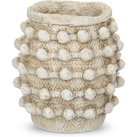 Rustic Farmhouse Vase, Boho Beige Vase for Pampas Grass Small Textured Knotted Vase for Flowers Decorative Cement Floral Vase for Home Decor, Living Room, Dining Table | Walmart (US)
