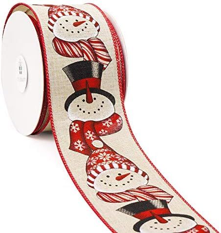 CT CRAFT LLC Tan Faux Jute with Snowman Wired Christmas Ribbon - 2.5 Inch x 10 Yards x 1 Roll | Amazon (US)