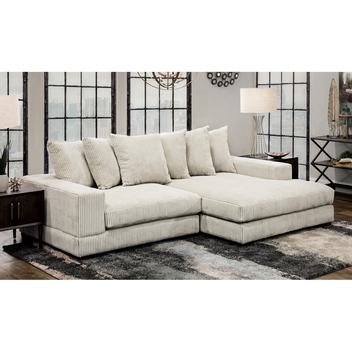 Home by Sean & Catherine Lowe Luxe 108" Corduroy Sectional & Reviews | Wayfair | Wayfair North America