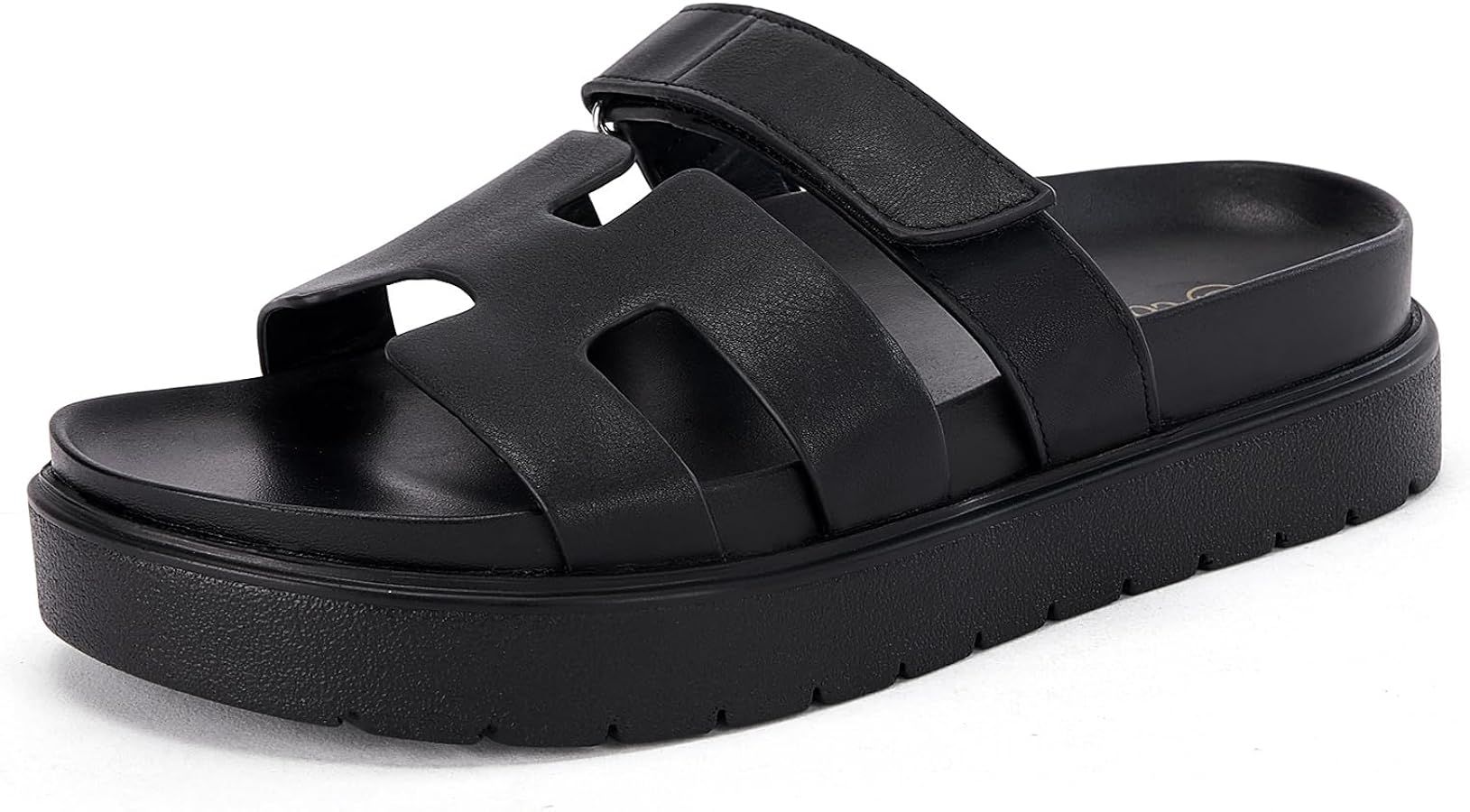 Women's Platform Slide Sandals Slip on Thick Sole Open Toe Non Slip Velcro Summer Flats Shoes | Amazon (US)