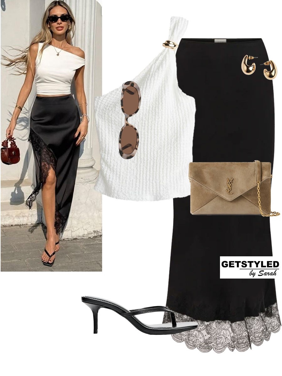 Lace skirt styling 🖤✨

#lace #skirt #satinskirt #heels

#LTKsummer #LTKstyletip #LTKshoes