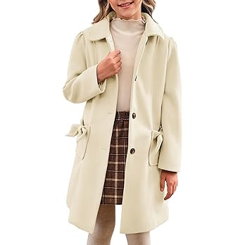 Meikulo Girls Single Breasted Dress Coat Kids Winter Outerwear Jackets Bowknot Pockets 5-14 Years | Amazon (US)