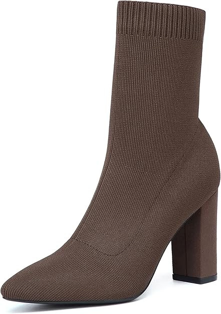 NEWBELLA Mousse FIT Women’s Minimalist Pointed Toe Chunky Heeled Ankle Boots | Amazon (US)