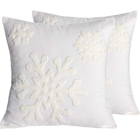 Elife 18x18 Soft Canvas Christmas Winter Snowflake Style Cotton Linen Embroidery Throw Pillows Co... | Amazon (US)